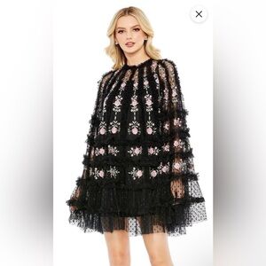 Mac Duggal Black Floral Embroidered Dress NWT Size 8 Style #8031